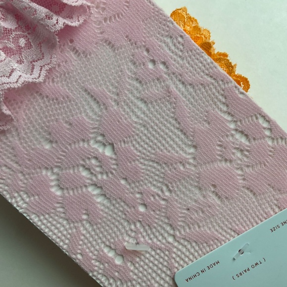 Anthropologie Hosiery Set of Two Ruffle Lace Socks 2 Pairs Orange & Pink… - Picture 8 of 11